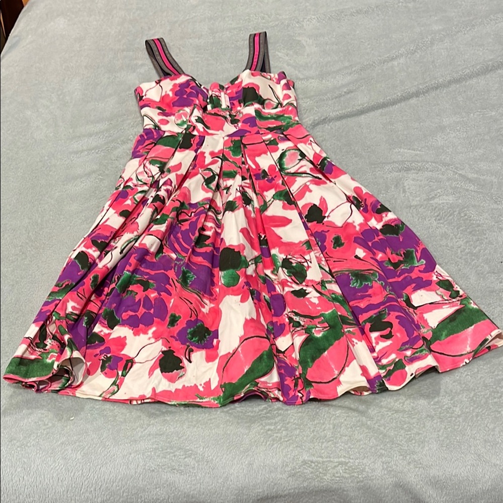 Jax Pink and Purple Floral Dress with ribbon straps